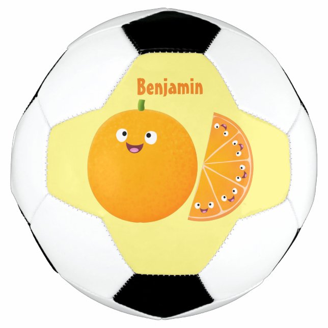 Balón De Fútbol Personalizado de cítricos de feliz naranja (Anverso)