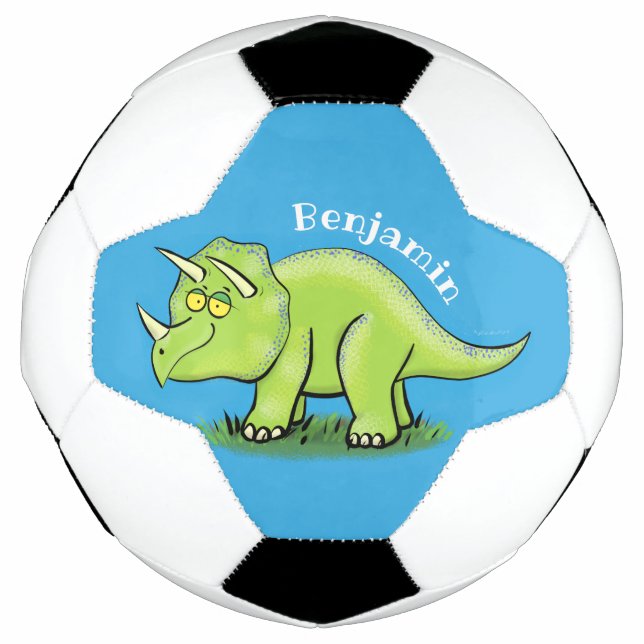 Balón De Fútbol Personalizado de dinosaurios de triceratops verde  (Anverso)