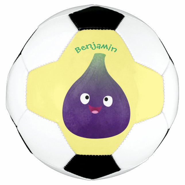Balón De Fútbol Personalizado de fruta púrpura feliz (Anverso)