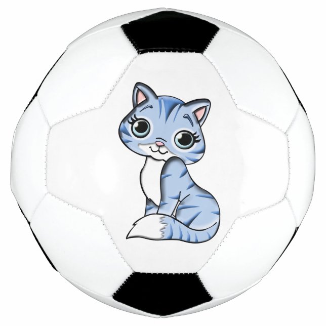 Balón De Fútbol Personalizado de gato azul (Anverso)