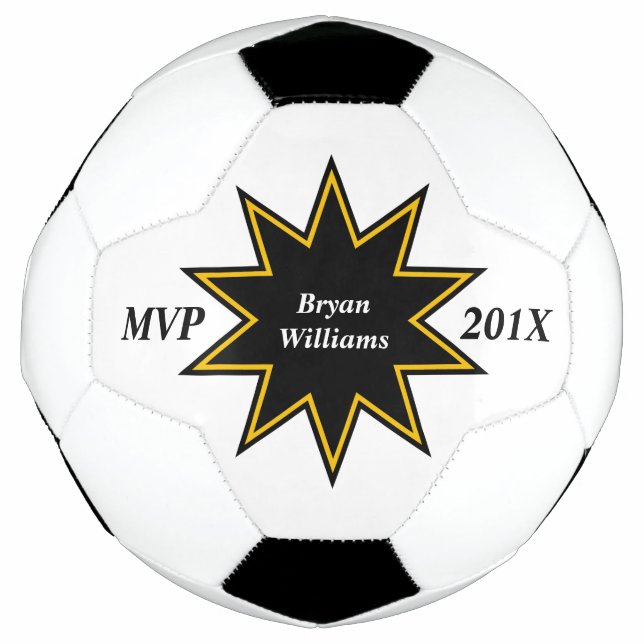 Balón De Fútbol Personalizado de Gold Black Star MVP (Anverso)