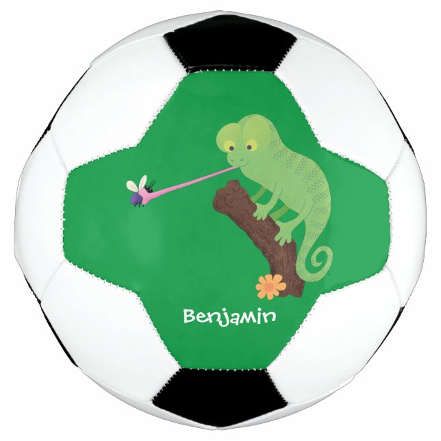 Balón De Fútbol Personalizado de lagarto de camaleón verde lindo (Anverso)