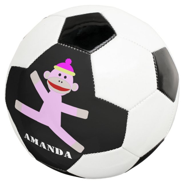 Balón de fútbol personalizado de mono rosa (Tres cuartos)