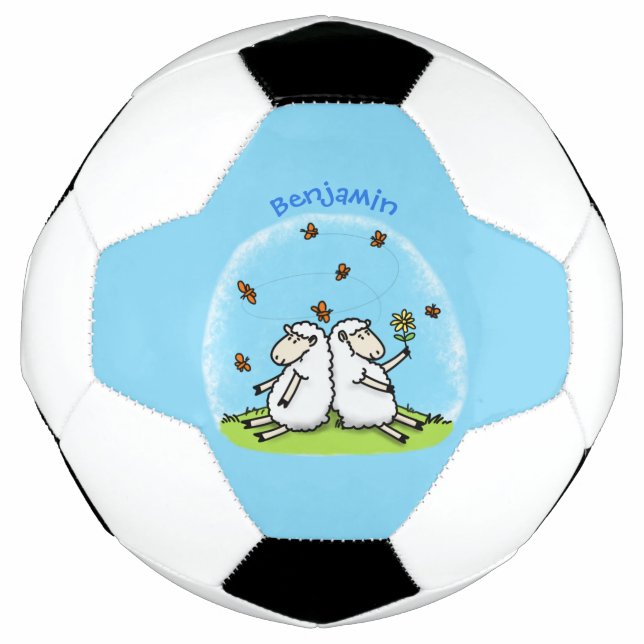 Balón De Fútbol Personalizado de ovejas y mariposas (Anverso)