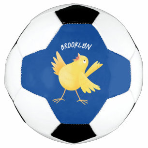 Balón De Fútbol Personalizado de pájaro canario amarillo cantando