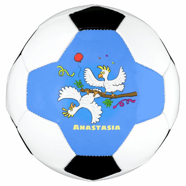 Balón De Fútbol Personalizado de pájaros de cacatúa graciosa (Anverso)