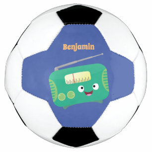 Balón De Fútbol Personalizado de radio retro alegre y gracioso