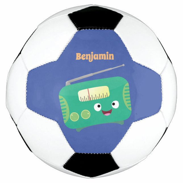 Balón De Fútbol Personalizado de radio retro alegre y gracioso (Anverso)