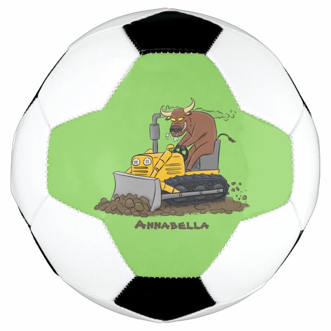 Balón De Fútbol Personalizado del bulldozer cómico que conduce un  (Anverso)