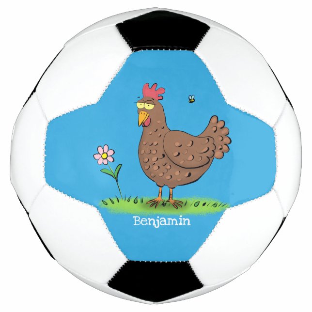 Balón De Fútbol Personalizado divertido de pollo rústico y caprich (Anverso)