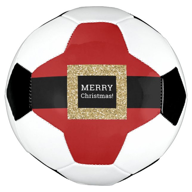 Balón De Fútbol Personalizado Feliz Navidad Santa Suit (Girado)