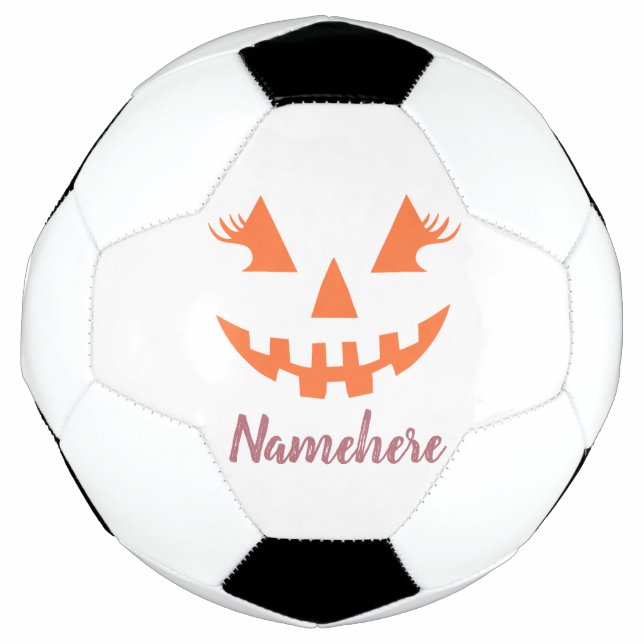 Balón De Fútbol Personalizado Girly Jack O Lantern Pumpkin Hallowe (Anverso)