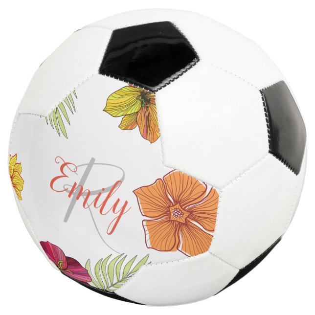 Balón De Fútbol Personalizado Hawaiian Aloha Floral (Tres cuartos)