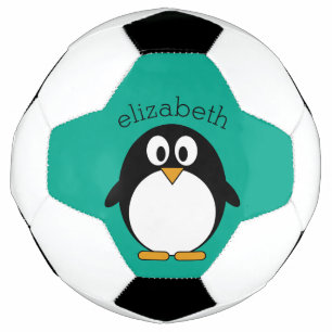 Balón De Fútbol personalizado lindo pingüino esmeralda y negro