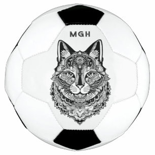 Balón De Fútbol Personalizado Monograma Gatos Ornamentales