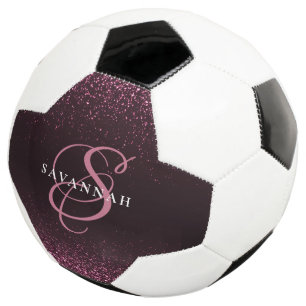 Balón De Fútbol Personalizado Monograma Nombre Guay Purpurina Girl