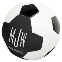 Balón De Fútbol Personalizado Monograma Nombre Negro Moderno