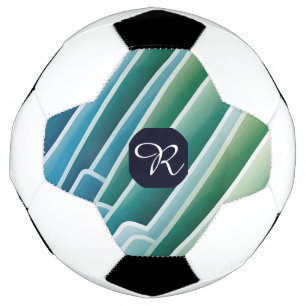 Balón De Fútbol Personalizado Monograma Resumen bola verde azul