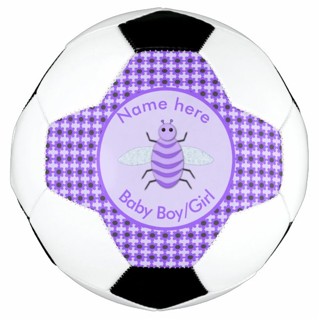 Balón De Fútbol Personalizado Neutral de Abeja Cute Purple Bee (Anverso)