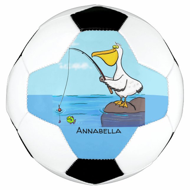 Balón De Fútbol Personalizado pelícano de pesca divertida (Anverso)