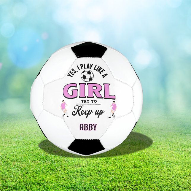 Balón De Fútbol Personalizado Rosa "Juega como un chica" cita grac (Subido por el creador)