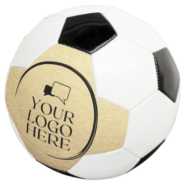 Balón De Fútbol Personalizado simple y limpio negocio oro tu logot (Tres cuartos)