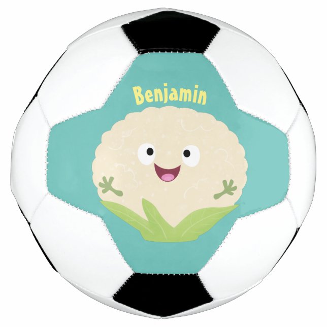 Balón De Fútbol Personalizado vegetal de coliflor alegre y dulce (Anverso)