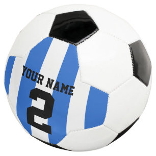 Balón De Fútbol Personalizar, fútbol azul y blanco / franjas de f