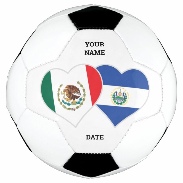 Balón De Fútbol Personalizar los corazones de la bandera mexicana  (Anverso)