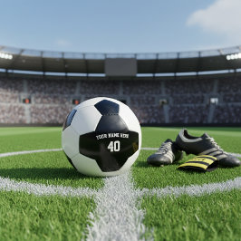 Balón De Fútbol Personalized Black and White Football with Custom 