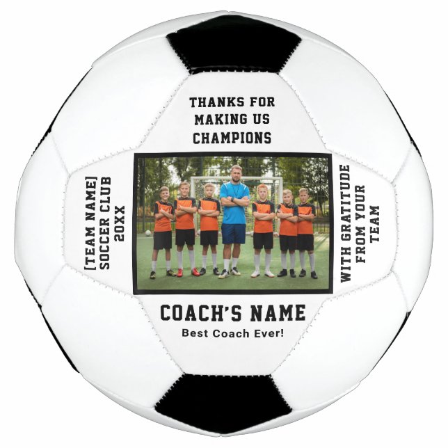 Balón De Fútbol Personalized Football Team Coach with Photo Text (Anverso)