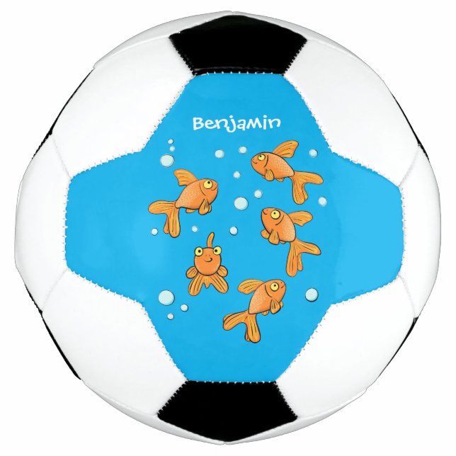Balón De Fútbol Pescado de oro naranja lindo en el ilustracion per (Anverso)