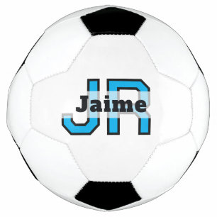 Balón De Fútbol Pie de fútbol clásico con monograma azul personali