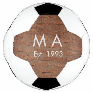 Balón De Fútbol Piedra de ladrillo rústico marrón añadir nombre fe