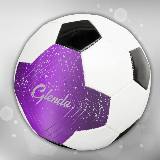 Balón De Fútbol Pincel púrpura moderno Metalizado con monograma pl (Subido por el creador)