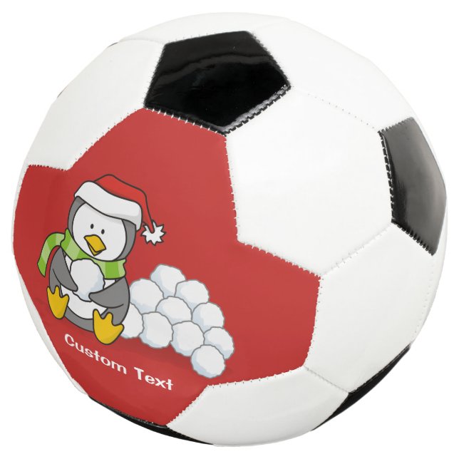 Balón De Fútbol Pingüino navidad sentado con bolas de nieve (Tres cuartos)
