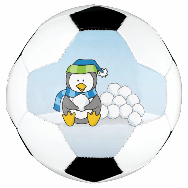 Balón De Fútbol Pingüino pequeño sentado con bolas de nieve (Anverso)