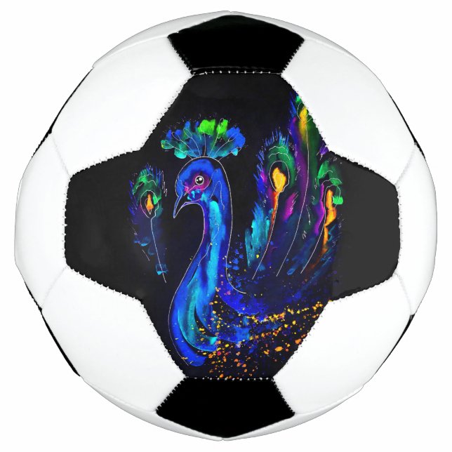 Balón De Fútbol Pintado Whimsical Peacock (Anverso)