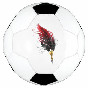Balón De Fútbol Pluma de plumas rojas con nido de oro