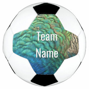 Balón De Fútbol Plumas de Pavo Real I Diseño de Naturaleza Abstrac