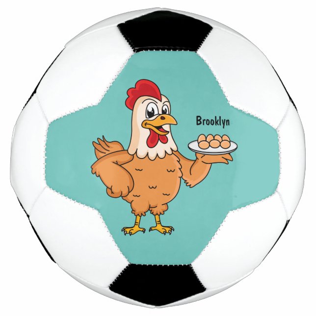 Balón De Fútbol Pollo con huevos en el personalizado de placa (Anverso)