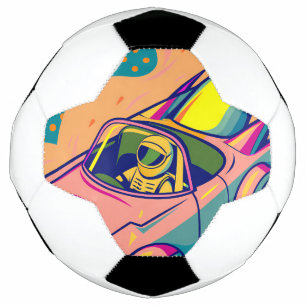 Balón De Fútbol Pop Art Astronaut Driving Rocket Car