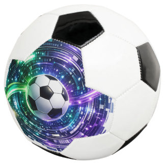 Balón De Fútbol Portal Cibernético Futurista Verde Púrpura Vibrant