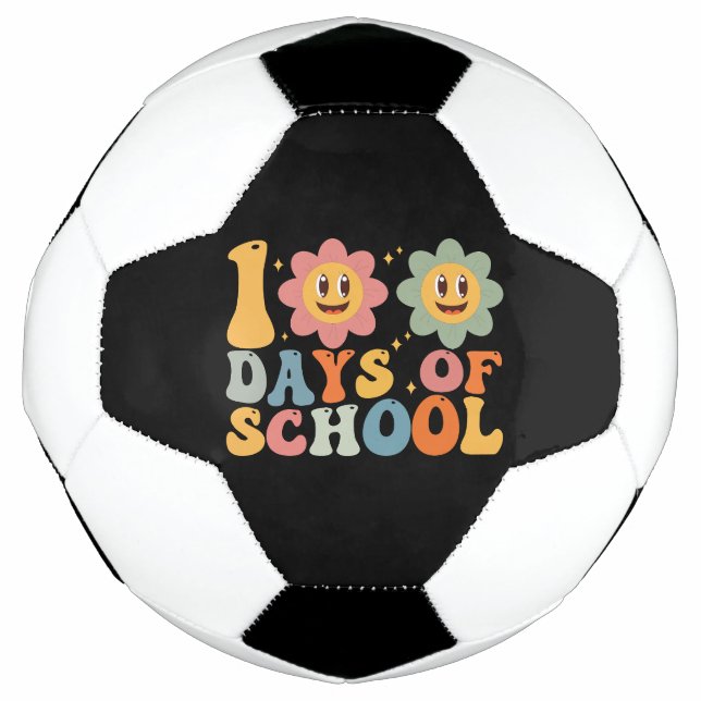 Balón De Fútbol Profesores Retro Groovy 100 días 0f (Anverso)