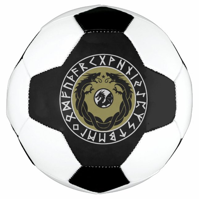 Balón De Fútbol Protección de runas vikingas de dragón (Anverso)