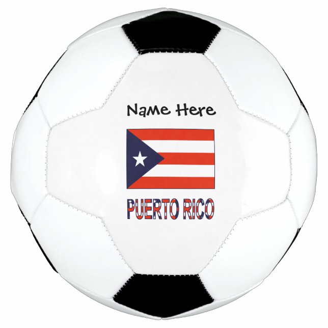 Balón De Fútbol Puerto Rico y la bandera puertorriqueña con tu nom (Anverso)