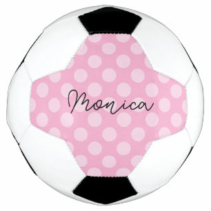Balón De Fútbol Punto de polka rosa claro personalizado