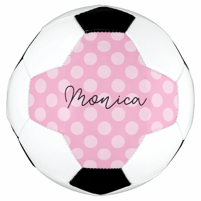 Balón De Fútbol Punto de polka rosa claro personalizado (Anverso)