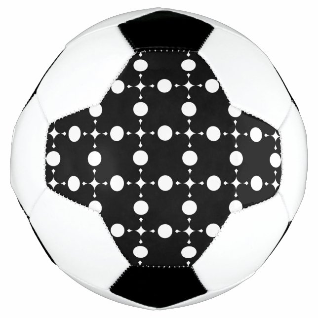 Balón De Fútbol Puntos de Polka Blanco, Patrón De Punto De Polka,  (Anverso)