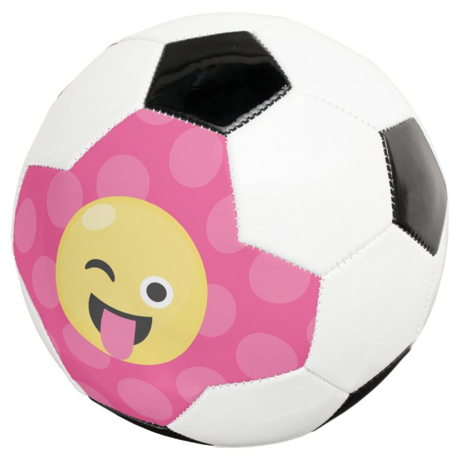 Balón De Fútbol Puntos de Polka de Emoji Silly (Tres cuartos)